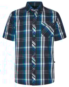KAM Short Sleeve Casual Check Shirt Navy